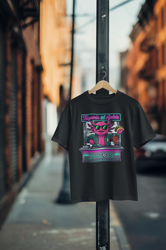 KROMA Black Tee — Taquero Axolotl | Cyber-México Streetwear