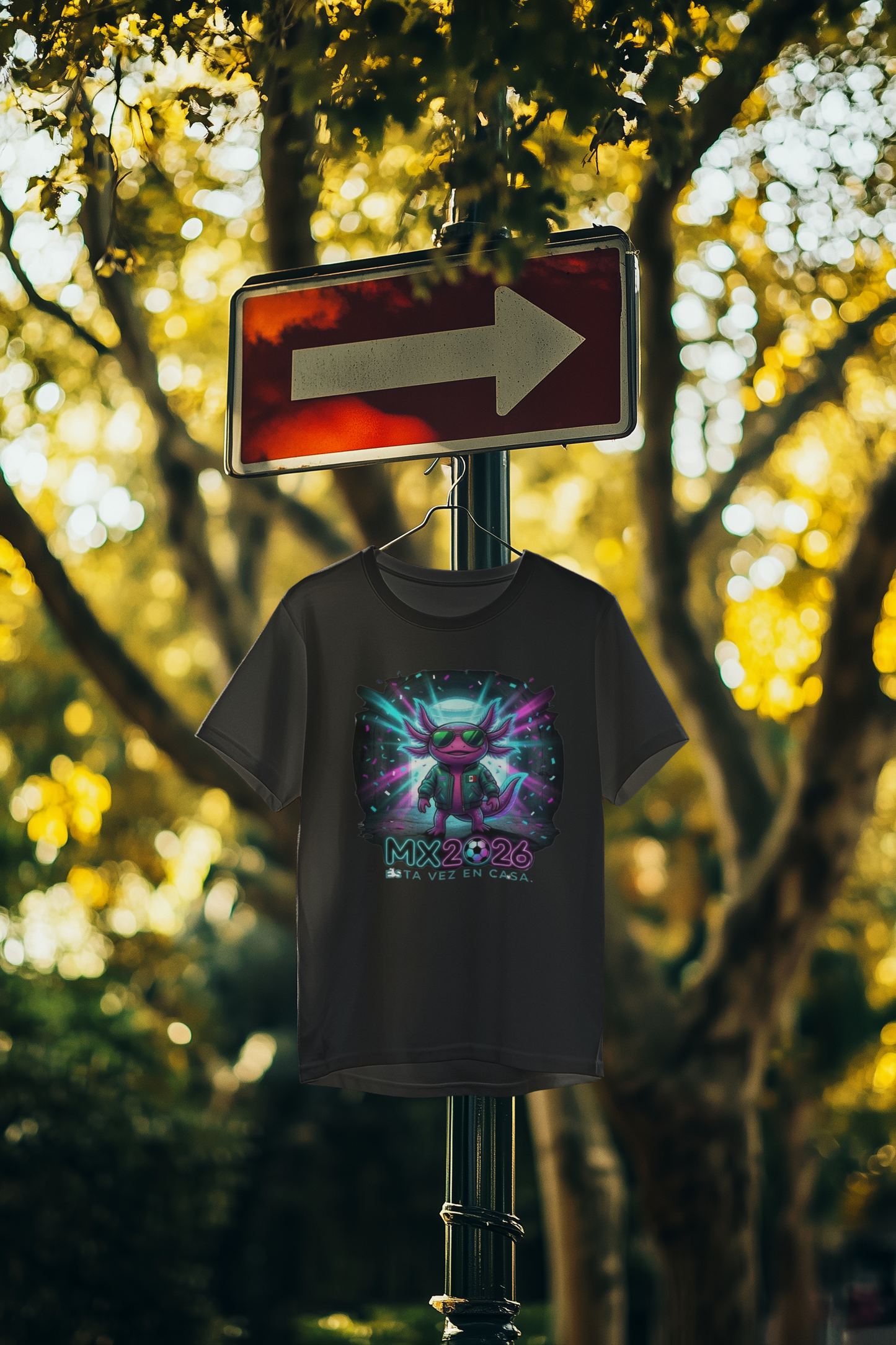 KROMA Black Tee — Stadium Axolotl | Cyber-México Streetwear
