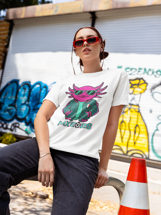 KROMA White Tee — Cyber Axolotl | Cyber-México Streetwear