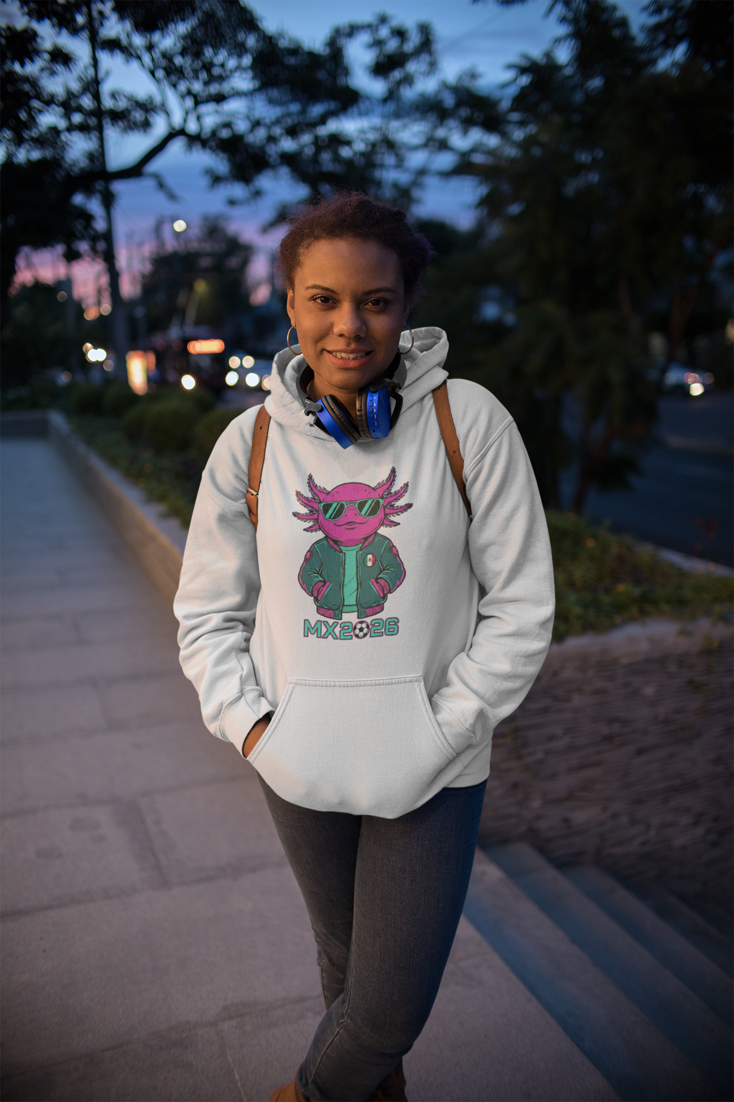 KROMA White Hoodie — Cyber Axolotl | Cyber-México Streetwear