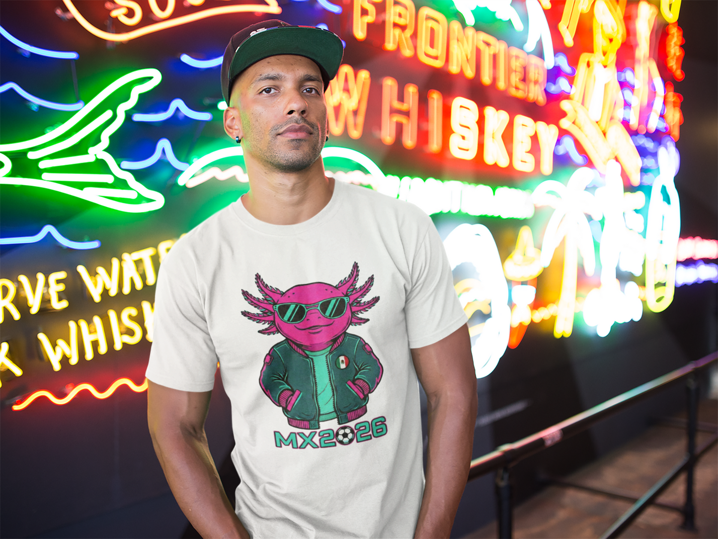 KROMA White Tee — Cyber Axolotl | Cyber-México Streetwear