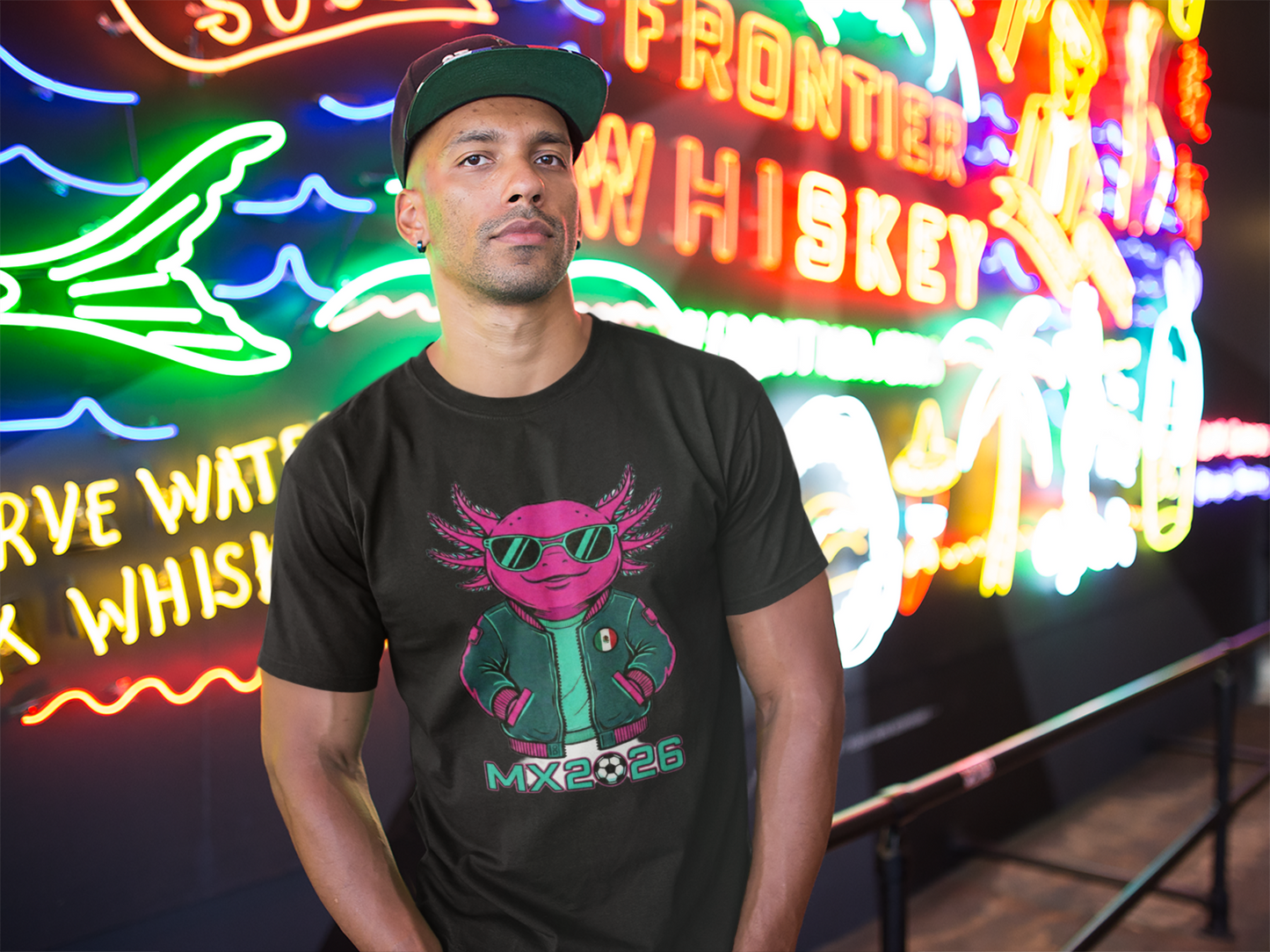KROMA Black Tee — Cyber Axolotl | Cyber-México Streetwear