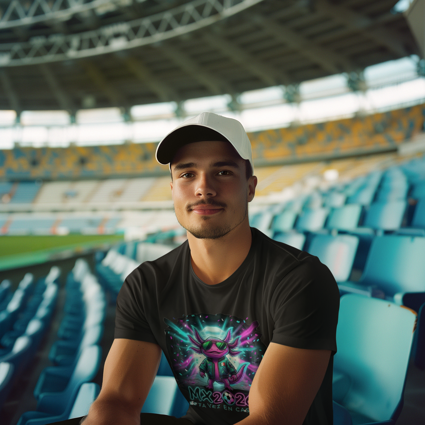 KROMA Black Tee — Stadium Axolotl | Cyber-México Streetwear