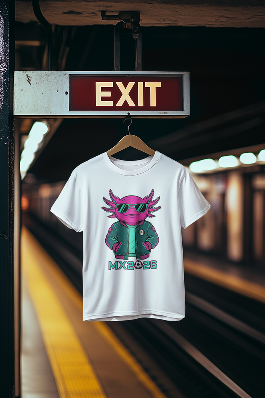 KROMA White Tee — Cyber Axolotl | Cyber-México Streetwear