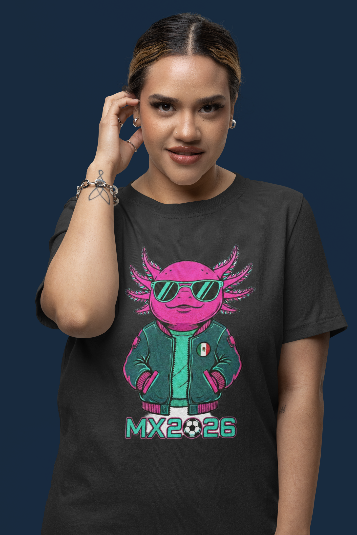 KROMA Black Tee — Cyber Axolotl | Cyber-México Streetwear