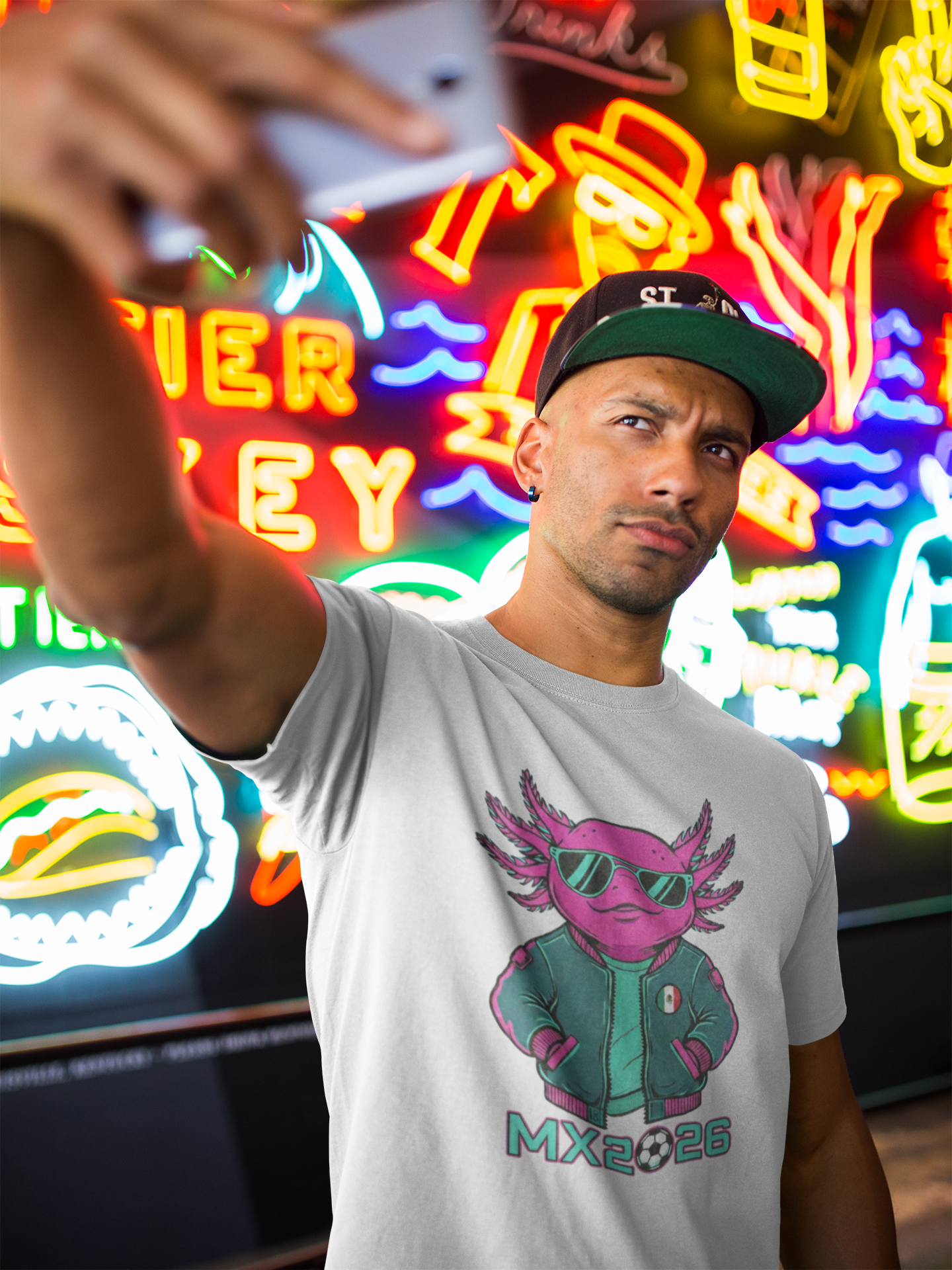 KROMA White Tee — Cyber Axolotl | Cyber-México Streetwear