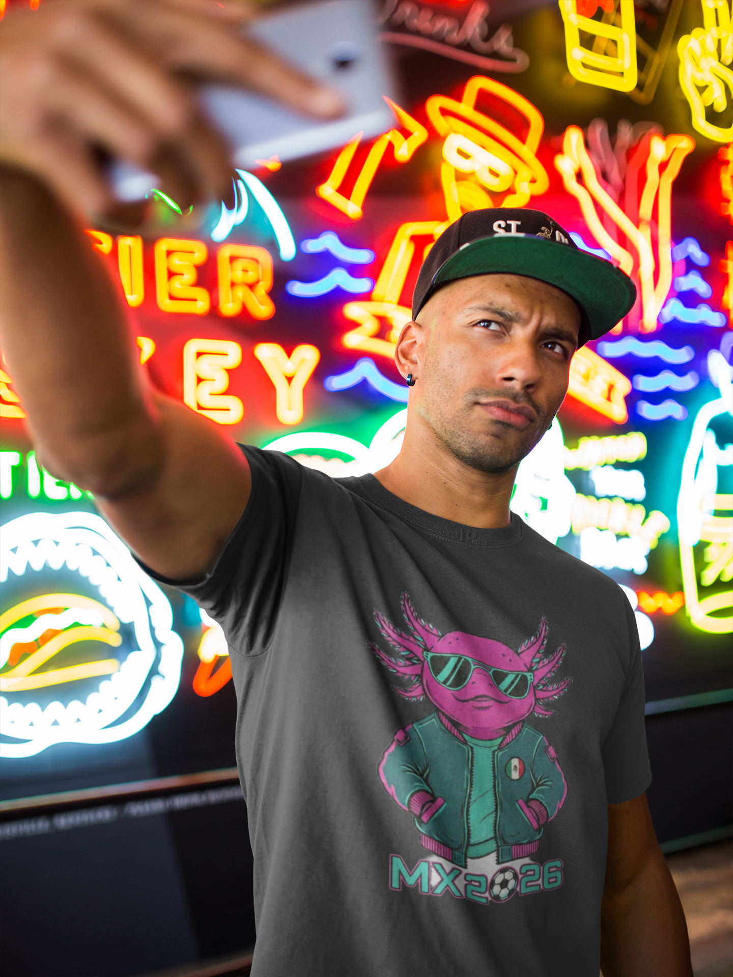 KROMA Black Tee — Cyber Axolotl | Cyber-México Streetwear