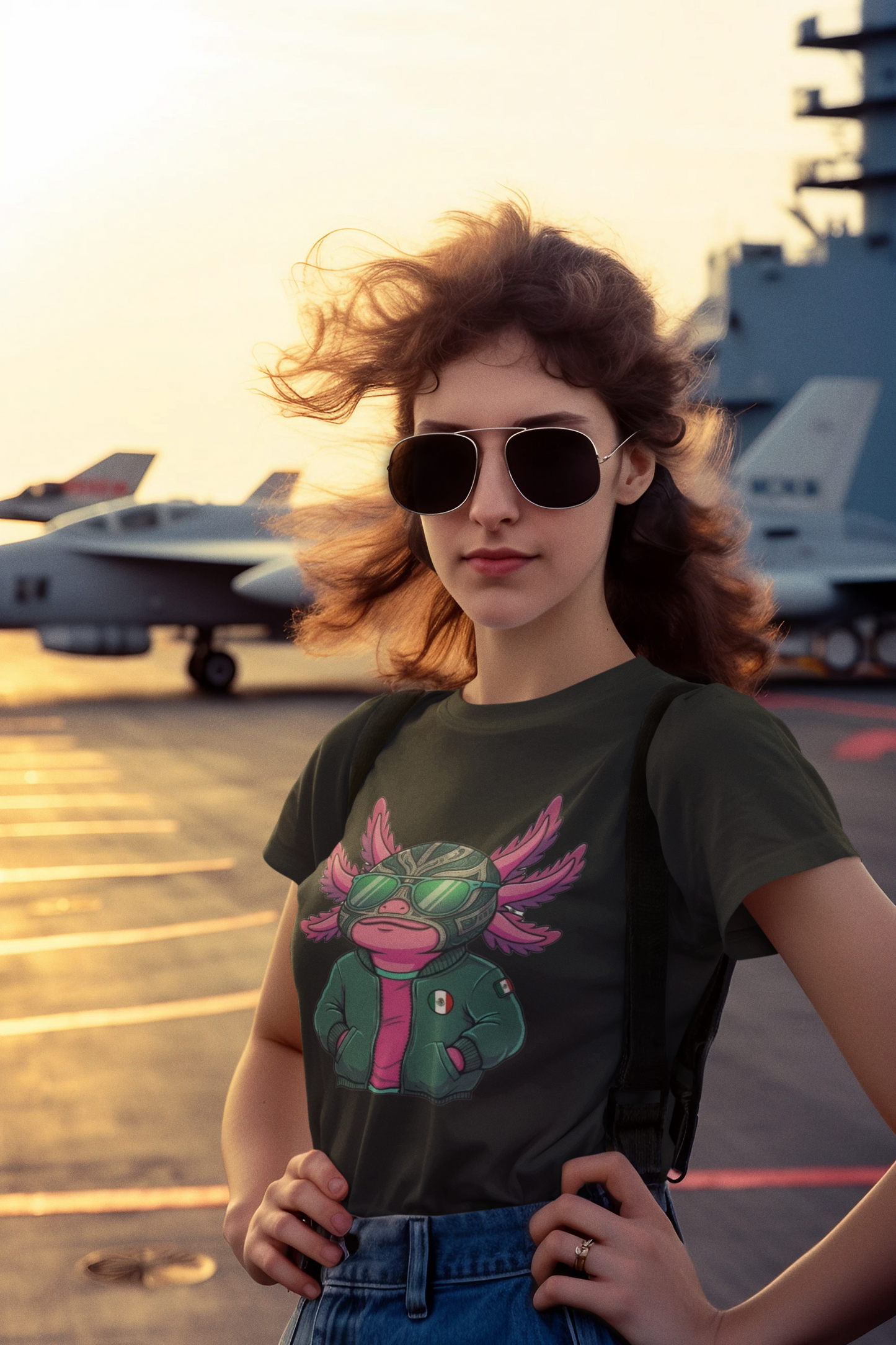KROMA Black Tee — Luchador Axolotl | Cyber-México Streetwear
